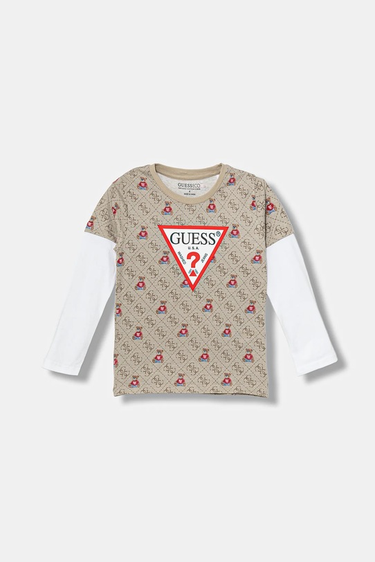 Guess longsleeve bawełniany dziecięcy wzorzyste beżowy N5BI03.I3Z14.9BYA