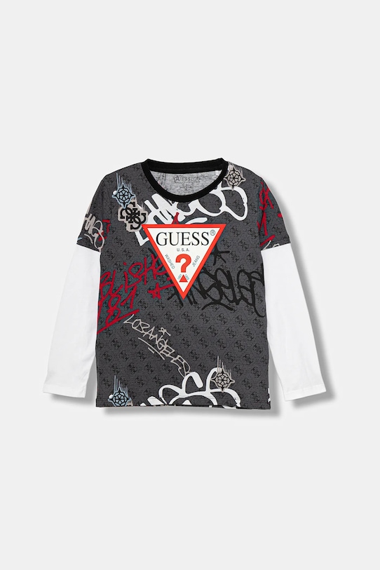 Guess longsleeve bawełniany dziecięcy wzorzyste szary N5BI03.I3Z14.9BYA