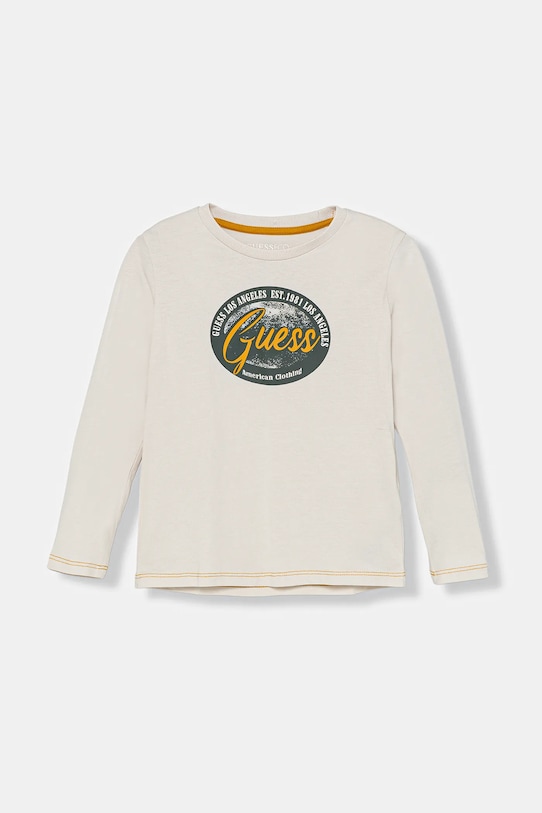 Guess longsleeve bawełniany dziecięcy nadruk beżowy N5BI11.I3Z14.9BYA