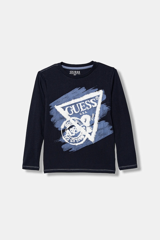 Guess longsleeve bawełniany dziecięcy nadruk granatowy N5BI17.I3Z14.9BYA
