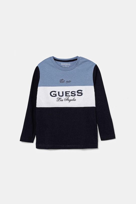 Хлопковый детский лонгслив Guess аппликация голубой N5BI19.I3Z14.9BYA
