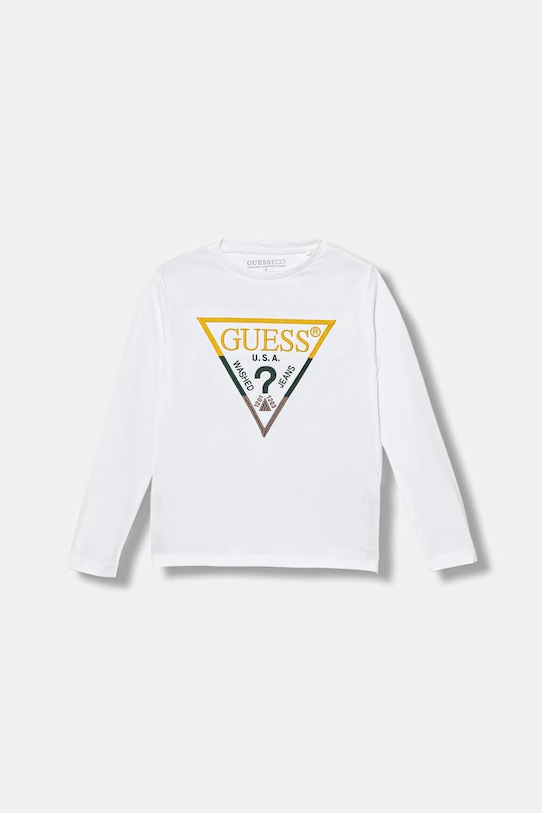 Guess longsleeve din bumbac pentru copii imprimeu alb N5BI21.I3Z14.9BYA