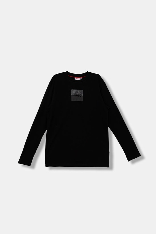 HUGO longsleeve bawełniany dziecięcy nadruk czarny G00437.162.174