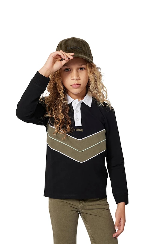 HUGO longsleeve dziecięcy nadruk czarny G00445.162.174