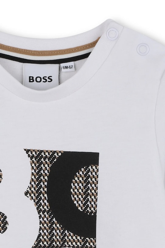 Băieți BOSS longsleeve din bumbac pentru copii J52472.74.81 alb