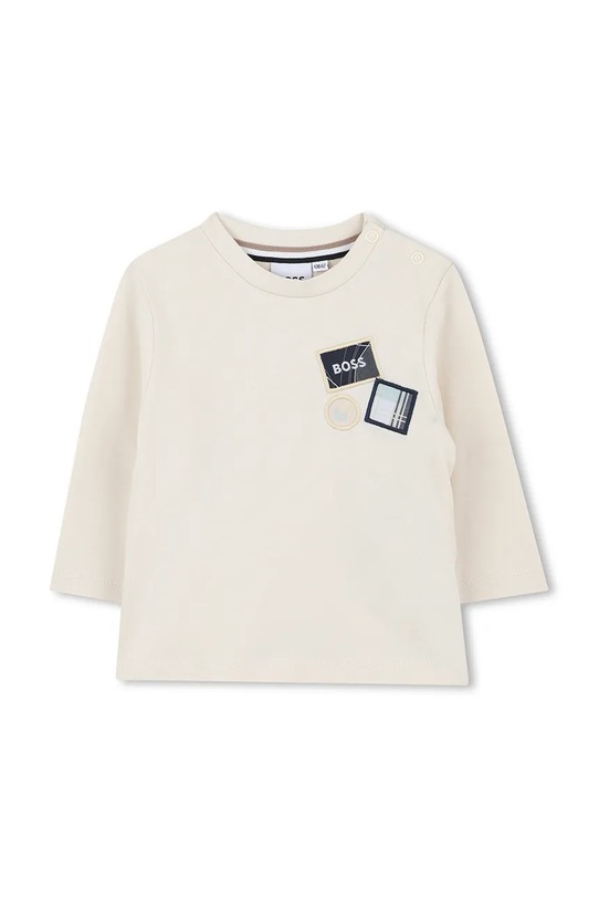 BOSS longsleeve bawełniany niemowlęcy aplikacja beżowy J52473.74.81