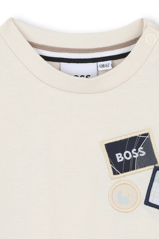 Chłopiec BOSS longsleeve bawełniany niemowlęcy J52473.74.81 beżowy