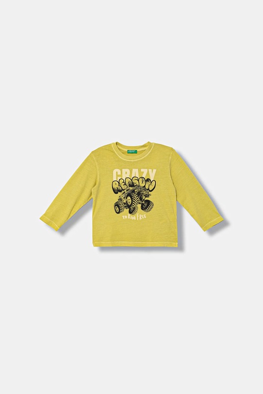United Colors of Benetton longsleeve bawełniany dziecięcy nadruk zielony 3PCMG10K6.P.seasonal