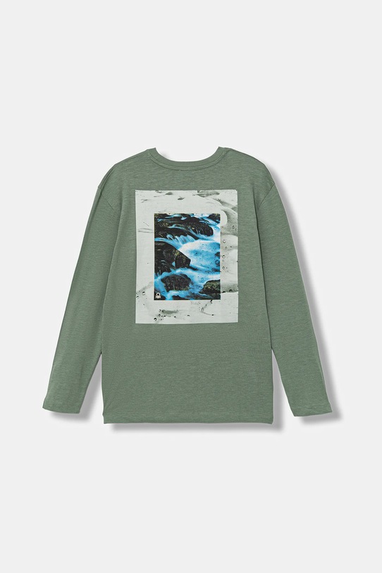 United Colors of Benetton longsleeve bawełniany dziecięcy nadruk zielony 3TAMC10PV.G.seasonal