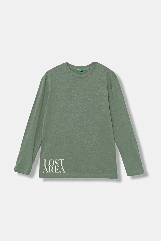 United Colors of Benetton longsleeve bawełniany dziecięcy 3TAMC10PV.G.seasonal zielony AW25