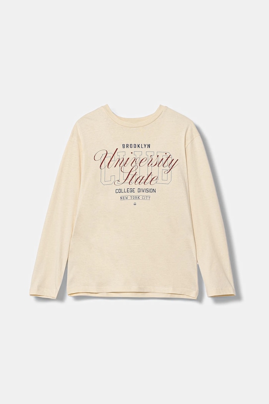 Παιδικό βαμβακερό μακρυμάνικο United Colors of Benetton στάμπα μπεζ 35RYC10QQ.G.seasonal