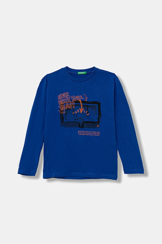 Παιδικό βαμβακερό μακρυμάνικο United Colors of Benetton στάμπα μπλε 35RYC10QQ.G.seasonal