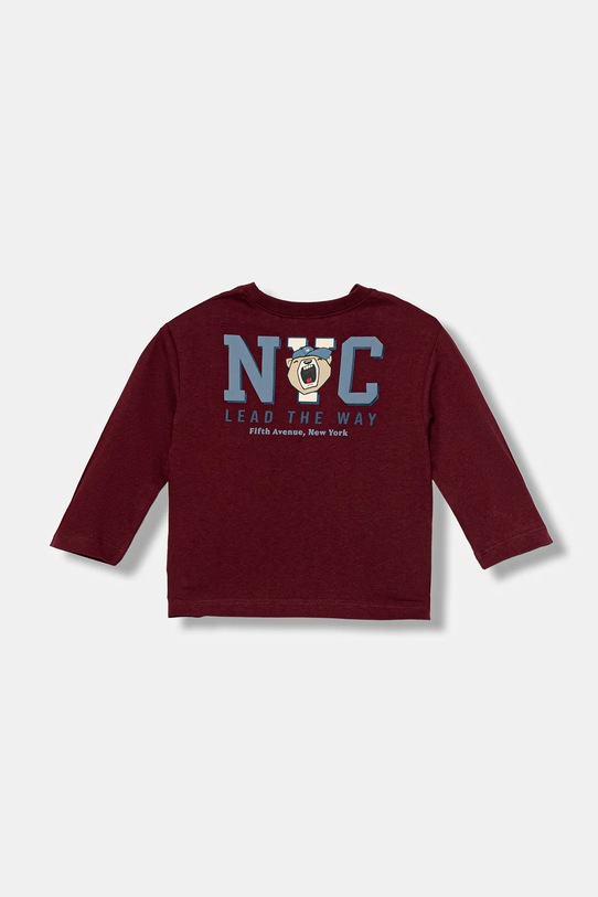 United Colors of Benetton longsleeve bawełniany dziecięcy nadruk bordowy 35RYG10K4.P.seasonal