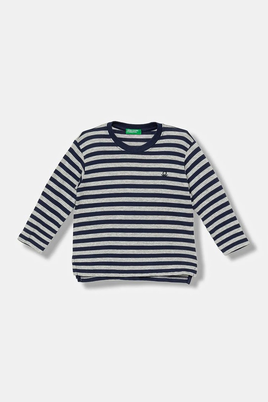 United Colors of Benetton longsleeve bawełniany niemowlęcy wzorzyste granatowy 3FNLG10K9.P.seasonal