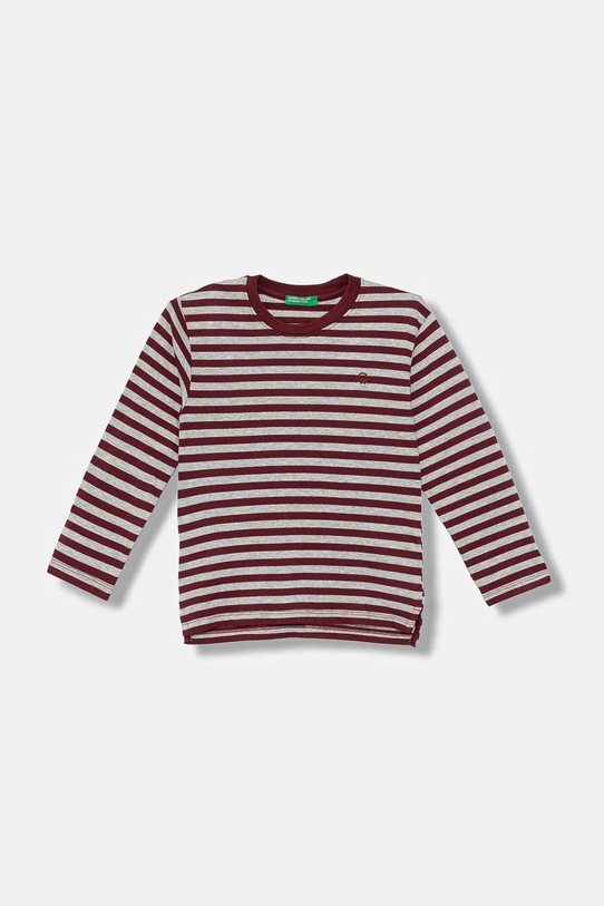 Dětské bavlněné tričko s dlouhým rukávem United Colors of Benetton kulatý burgundské 3FNLG10K9.P.seasonal