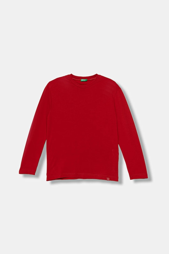 Otroška bombažna majica z dolgimi rokavi United Colors of Benetton Okrogel rdeča 3I1XC10DB.G.Season.9BYA