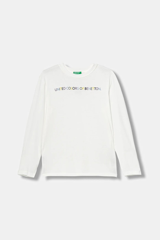 United Colors of Benetton longsleeve bawełniany dziecięcy nadruk biały 3I1XC10Q3.G.seasonal