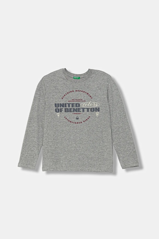 United Colors of Benetton longsleeve bawełniany dziecięcy nadruk szary 3I1XC10Q3.G.seasonal