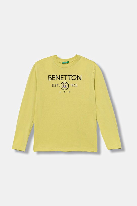 Дитячий бавовняний лонгслів United Colors of Benetton бавовна жовтий 3I1XC10Q3.G.seasonal