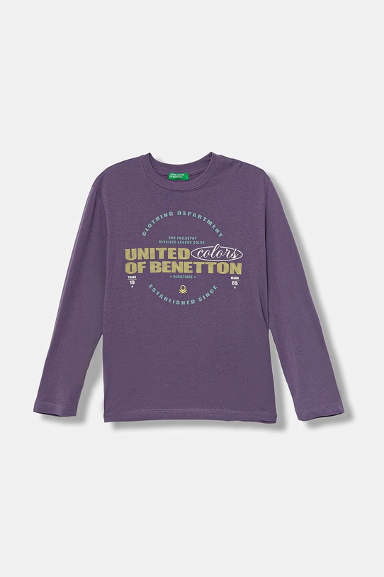 United Colors of Benetton longsleeve bawełniany dziecięcy nadruk fioletowy 3I1XC10Q3.G.seasonal