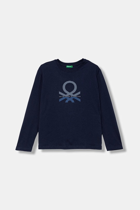 United Colors of Benetton longsleeve bawełniany dziecięcy nadruk granatowy 3I1XC10Q3.G.seasonal