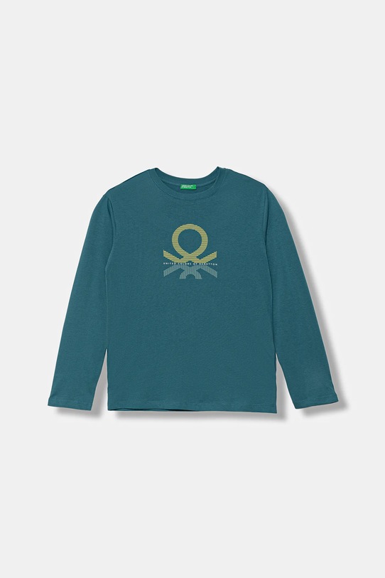 United Colors of Benetton longsleeve bawełniany dziecięcy nadruk turkusowy 3I1XC10Q3.G.seasonal