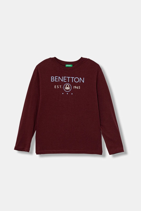 Дитячий бавовняний лонгслів United Colors of Benetton бавовна бордо 3I1XC10Q3.G.seasonal