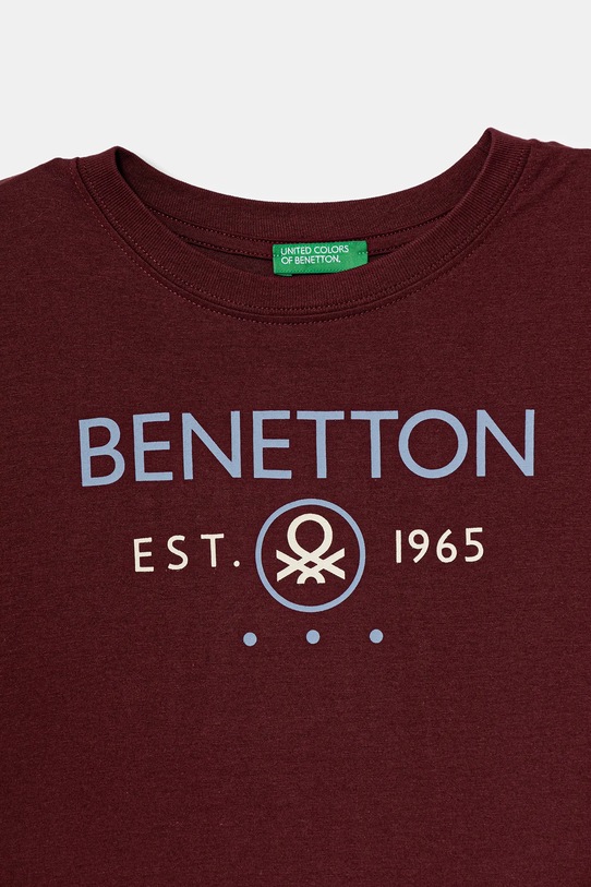 Хлопчик Дитячий бавовняний лонгслів United Colors of Benetton 3I1XC10Q3.G.seasonal бордо