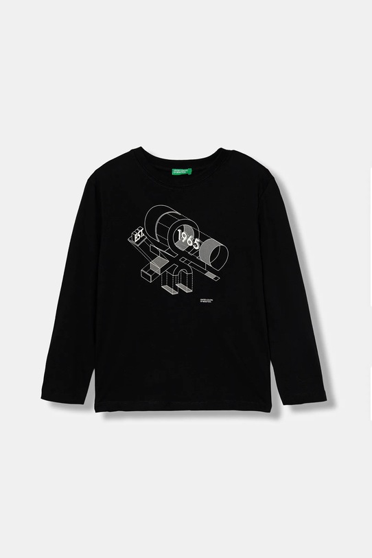 Detská bavlnená košeľa s dlhým rukávom United Colors of Benetton bavlna čierna 3I1XC10Q3.G.seasonal