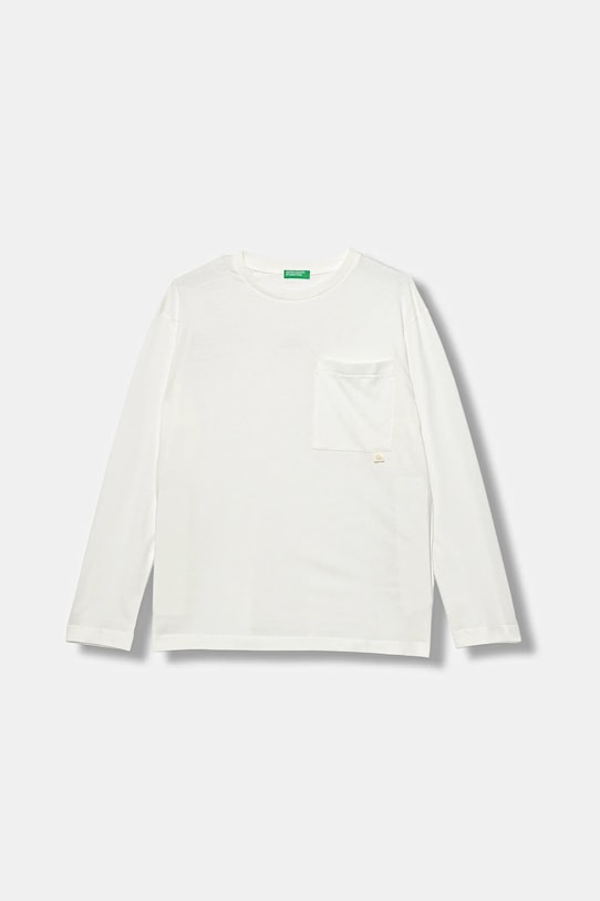 United Colors of Benetton longsleeve bawełniany dziecięcy nadruk biały 3I1XC10QS.G.seasonal
