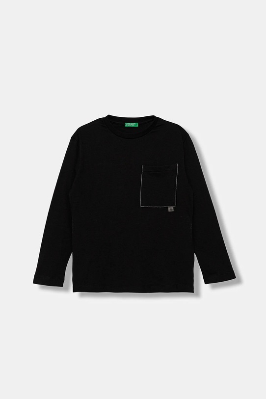 Dětské bavlněné tričko s dlouhým rukávem United Colors of Benetton kulatý černá 3I1XC10QS.G.seasonal