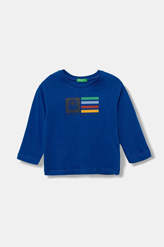 United Colors of Benetton longsleeve bawełniany dziecięcy nadruk niebieski 3I1XG10F2.P.reproposed