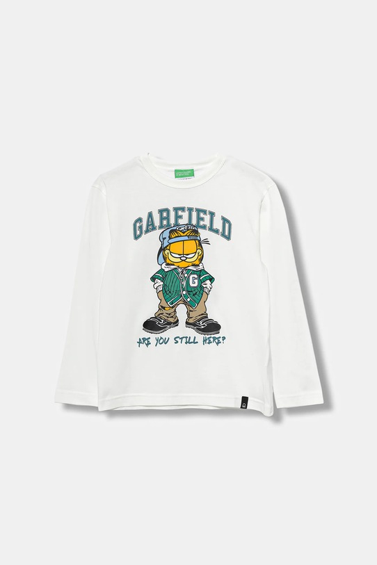 United Colors of Benetton longsleeve bawełniany dziecięcy nadruk biały 35RYC10QA.G.seasonal