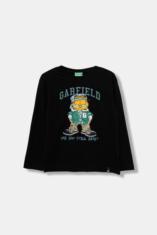 Хлопковый детский лонгслив United Colors of Benetton узор чёрный 35RYC10QA.G.seasonal