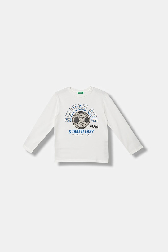 United Colors of Benetton longsleeve bawełniany dziecięcy nadruk biały 3I1XC10QR.G.seasonal