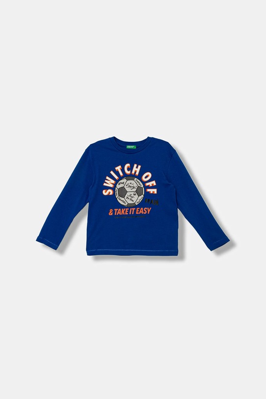 United Colors of Benetton longsleeve din bumbac pentru copii print albastru 3I1XC10QR.G.seasonal