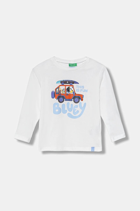 United Colors of Benetton longsleeve bawełniany dziecięcy nadruk biały 3I1XG10KH.P.seasonal
