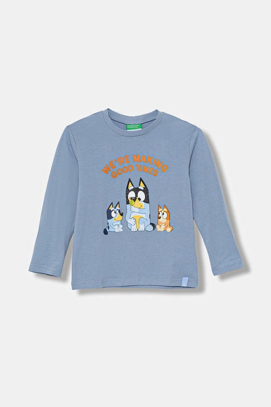 United Colors of Benetton longsleeve bawełniany dziecięcy nadruk niebieski 3I1XG10KH.P.seasonal