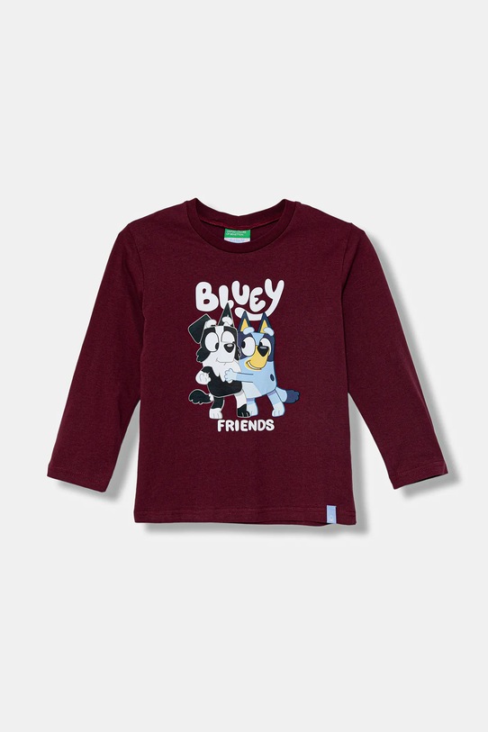 United Colors of Benetton longsleeve bawełniany dziecięcy nadruk bordowy 3I1XG10KH.P.seasonal