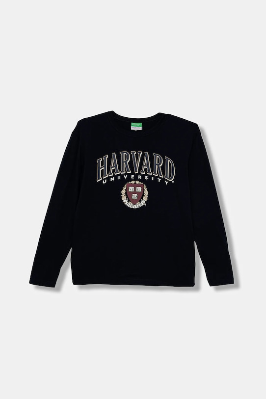 Хлопковый детский лонгслив United Colors of Benetton узор тёмно-синий 3IVWC10PW.G.seasonal