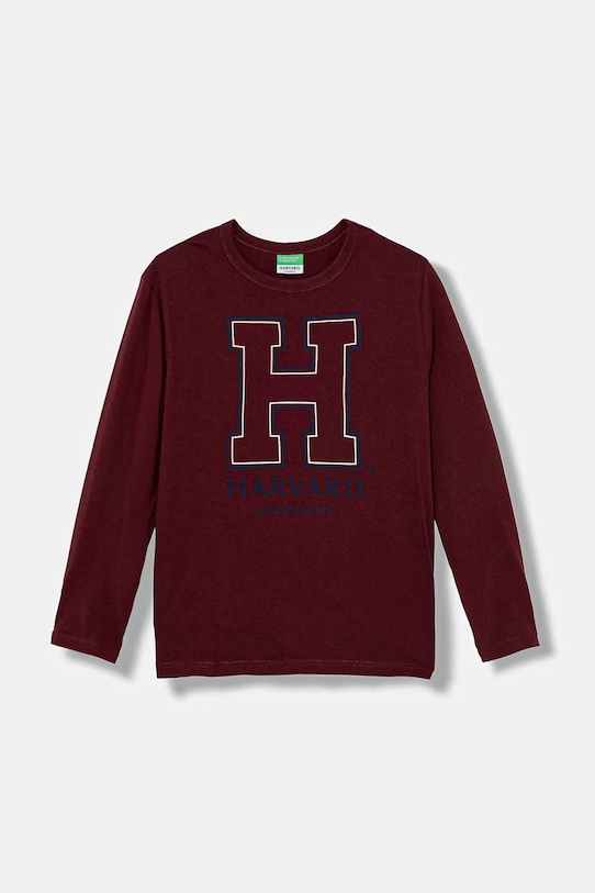 United Colors of Benetton longsleeve din bumbac pentru copii print burgundia 3IVWC10PW.G.seasonal