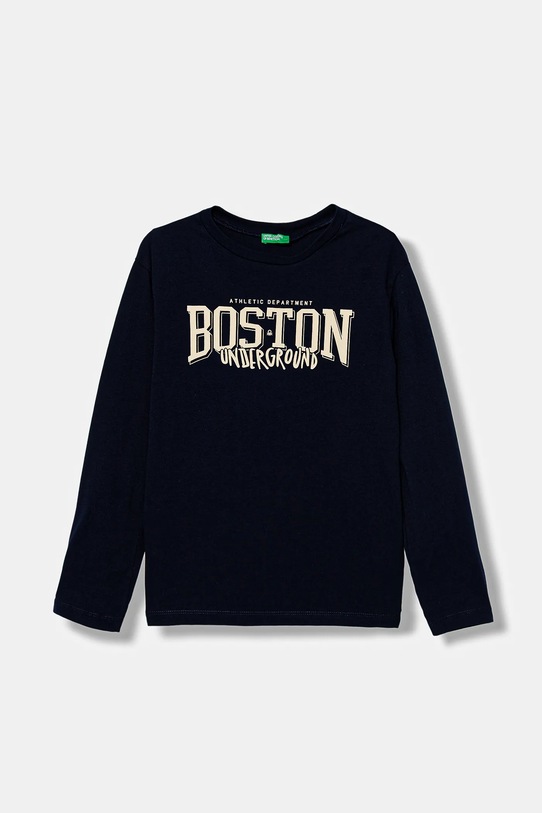 United Colors of Benetton longsleeve bawełniany dziecięcy nadruk granatowy 3JERC10QO.G.seasonal