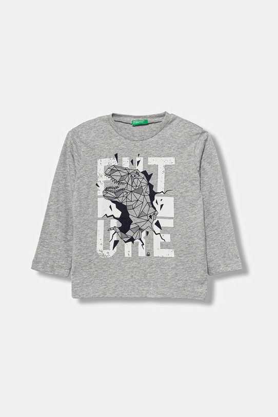 United Colors of Benetton longsleeve bawełniany dziecięcy nadruk szary 3JERG10K5.P.seasonal