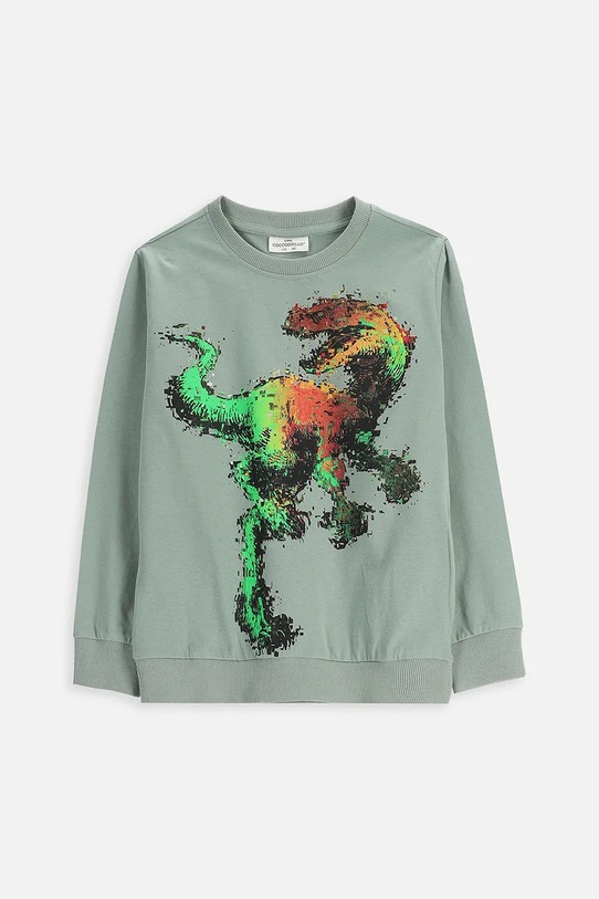 Coccodrillo longsleeve bawełniany dziecięcy nadruk zielony ZC5143102VBA