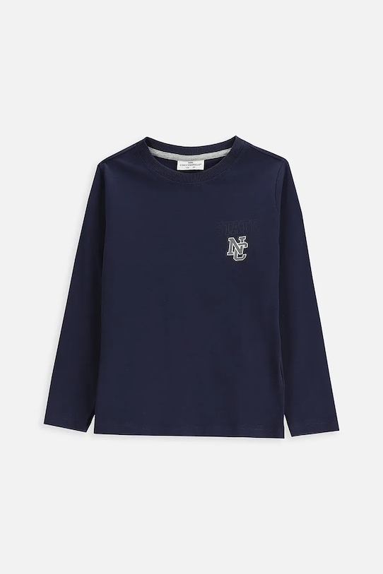 Coccodrillo longsleeve bawełniany dziecięcy nadruk granatowy ZC5143104VBA
