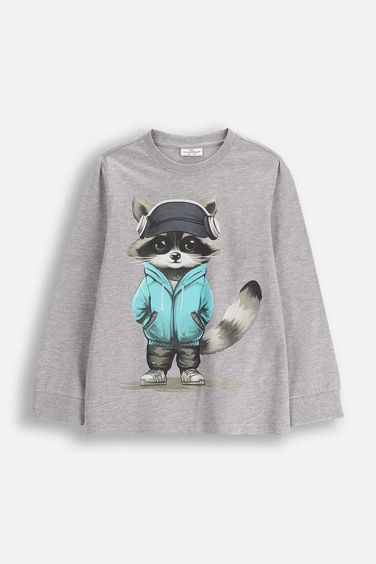 Coccodrillo longsleeve dziecięcy z bawełną nadruk szary ZC5143105VBA