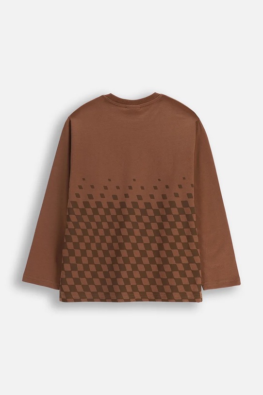 Coccodrillo longsleeve bawełniany dziecięcy ZC5143101CBJ brązowy AW25