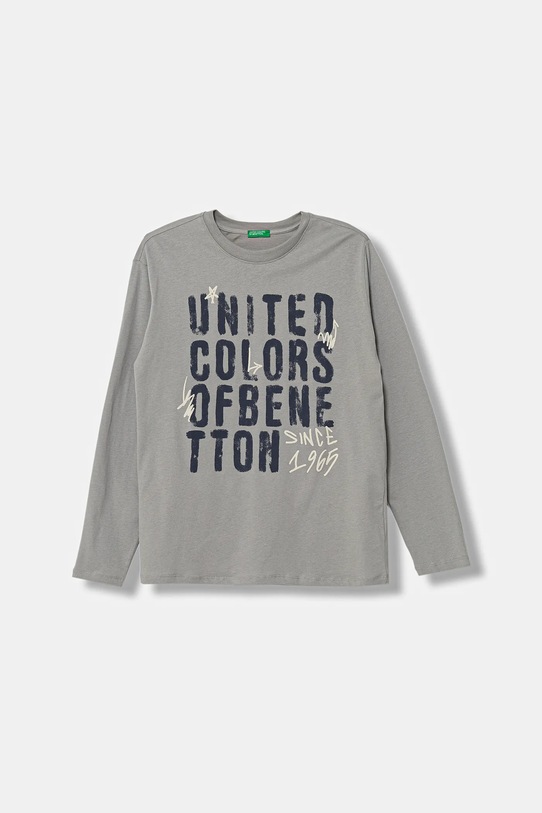 Dětské bavlněné tričko s dlouhým rukávem United Colors of Benetton kulatý šedá 3ATNC10QU.G.Seasonal