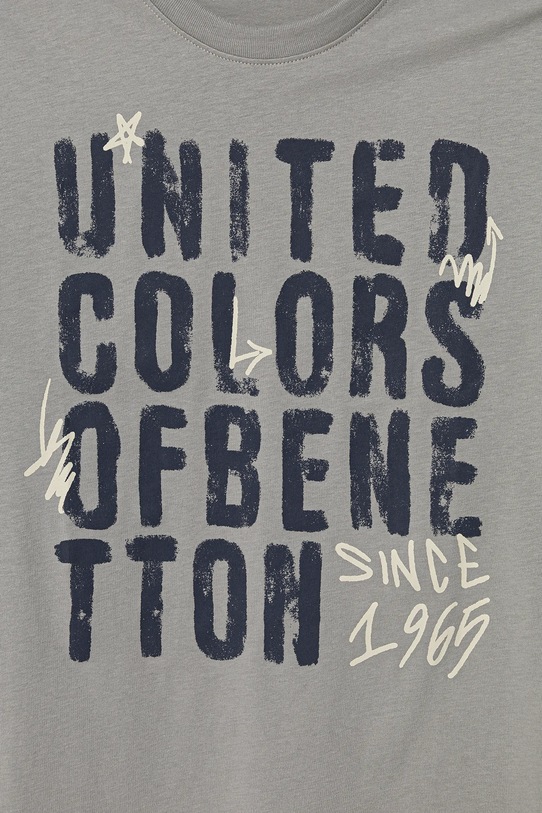 CHLAPEC Dětské bavlněné tričko s dlouhým rukávem United Colors of Benetton 3ATNC10QU.G.Seasonal šedá