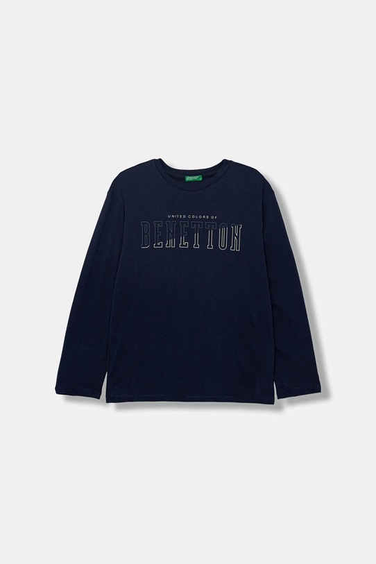 United Colors of Benetton longsleeve bawełniany dziecięcy nadruk granatowy 3ATNC10QU.G.Seasonal